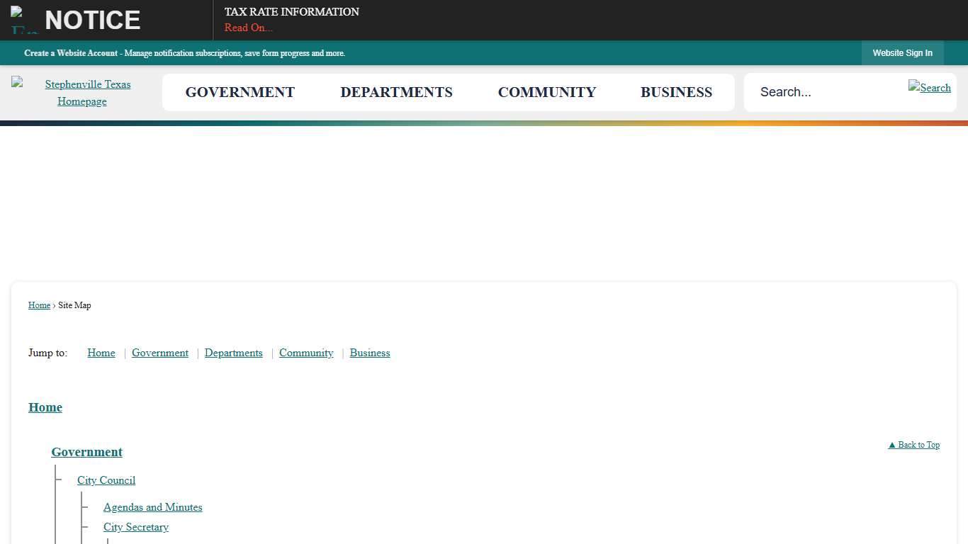 Site Map • Stephenville, TX • CivicEngage