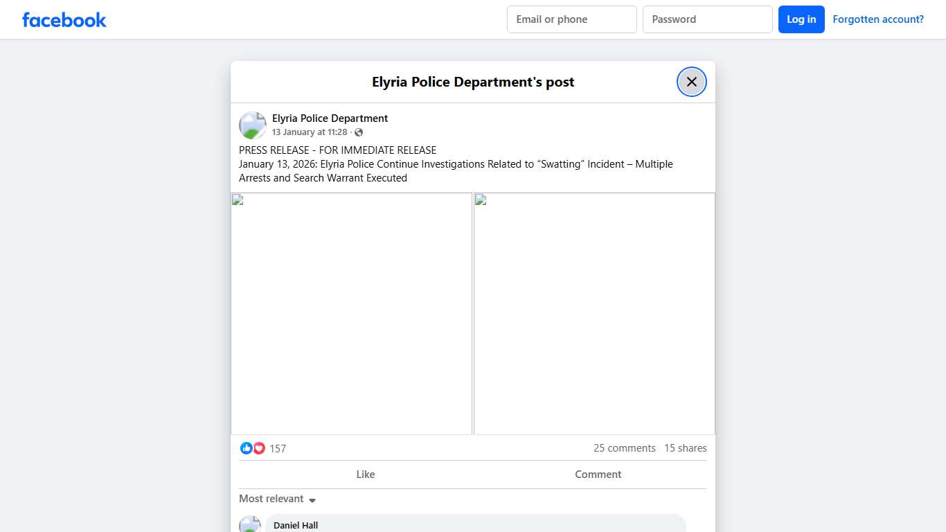 PRESS RELEASE - FOR IMMEDIATE... - Elyria Police Department | Facebook